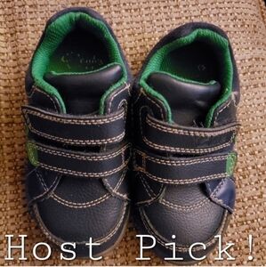 Clark’s Light Up Shoes Baby Toddler Boys 5 W Leather Velcro Navy Blue Everyday